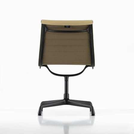 Chaise de bureau Aluminium Chair EA101 cuir marron / Eames, 1958 - NON pivotant - Vitra