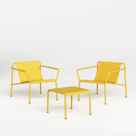 Fauteuil bas Panorama métal jaune - TIPTOE
