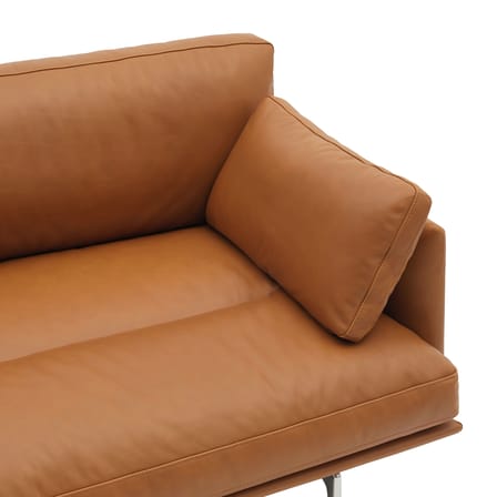 Canapé droit Outline Soft cuir marron / 3 places - L 220 cm - Muuto