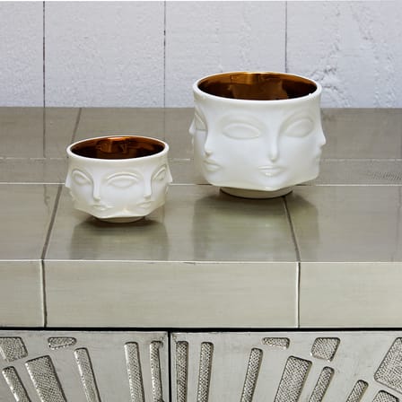 Portacandela Muse Votive ceramica bianco oro / Coppa - Jonathan Adler