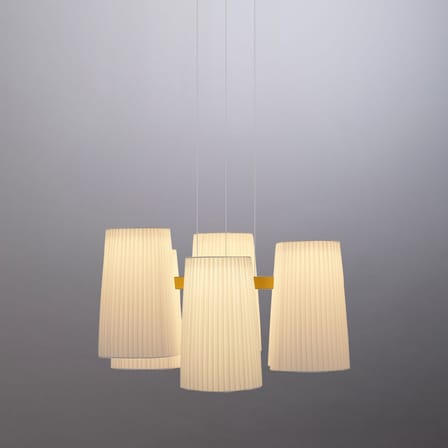 Sospensione Fiesta LED tessuto bianco / 6 Paralumi - Ø 77 cm - Dix Heures Dix