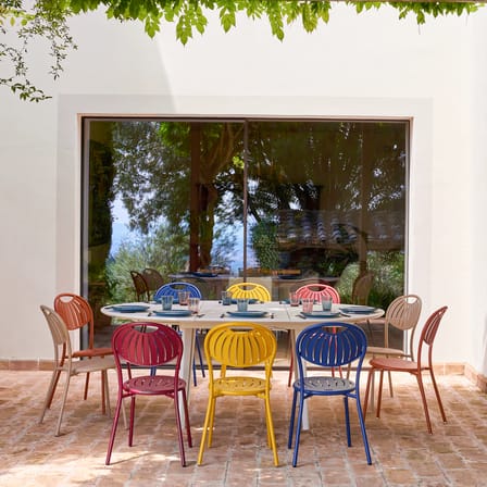 Table ronde Plus4 métal blanc / L 138-198 cm - 6 à 10 personnes - Emu