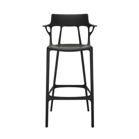 Tabouret de bar A.I plastique noir / 75 cm - Conçu par intelligence artificielle - Recyclé - Kartell