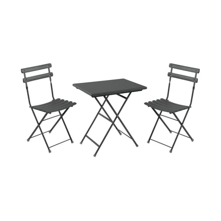 Tisch und Sitzgarnitur Arc en Ciel metall braun Set aus 2 Stühlen + 1 Tisch (70 x 50 cm) - Emu