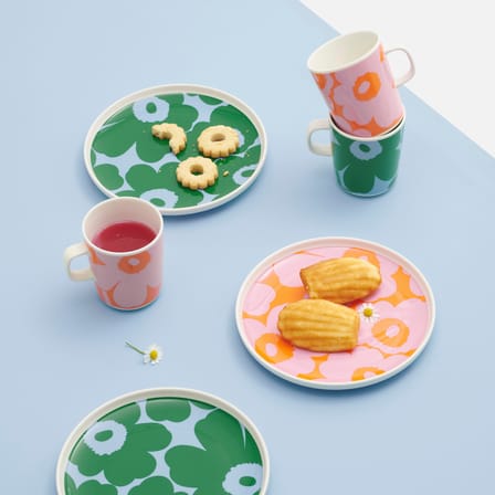 Assiette à dessert Unikko céramique rose / Ø 20 cm - Marimekko