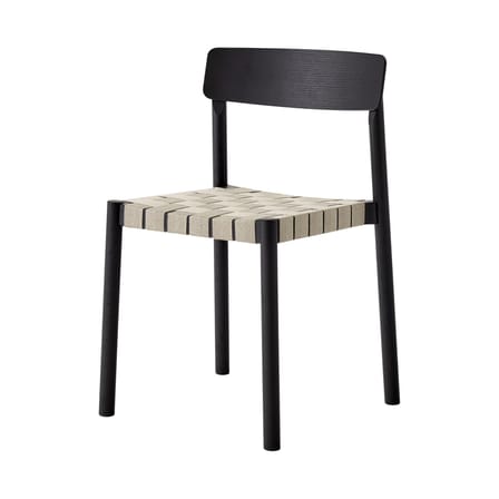 Chaise empilable Betty TK1 tissu bois noir / Sangles en lin - &tradition