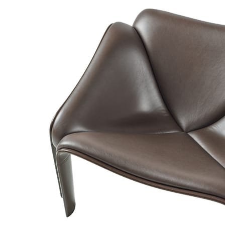 Fauteuil rembourré F300 cuir marron / Pierre Paulin, réédition 1966 - Gubi