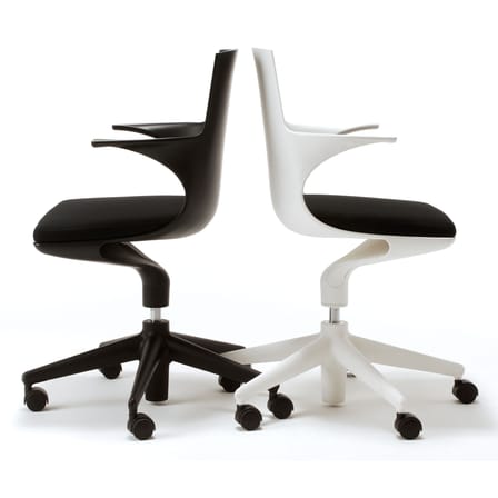 Fauteuil à roulettes Spoon Chair plastique noir / Rembourré - Kartell
