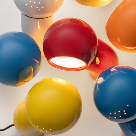 Lampe de table Pallino rouge / Réédition 70 - Orientable - Martinelli Luce