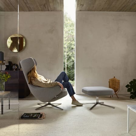 Set fauteuil & repose-pieds Grand Repos tissu gris / Pivotant & inclinable - Vitra