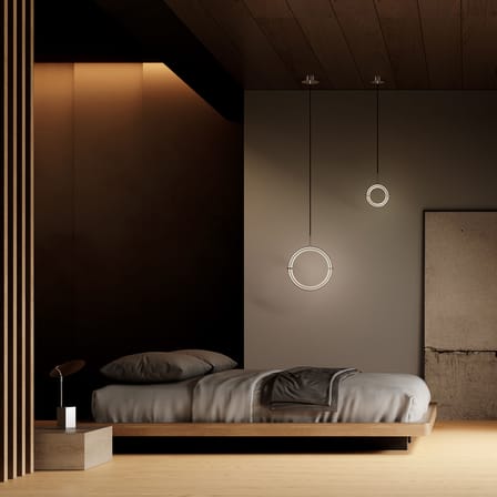 Suspension Maru Mini LED métal argent / Anneaux modulables - Ø 23 cm - 101 COPENHAGEN