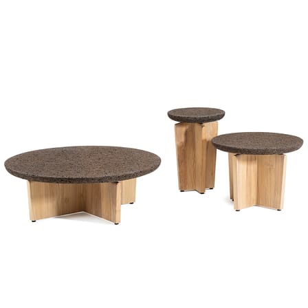 Table basse Cross liège & plateau verre  / Ø 100 x H 33 cm - Ethimo