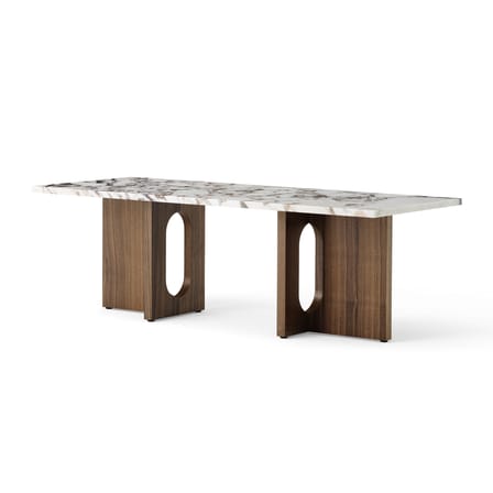 Tavolino Androgyne Lounge Wood pietra beige legno naturale / 120 x 45 x H 37,8 cm - Base legno - Menu