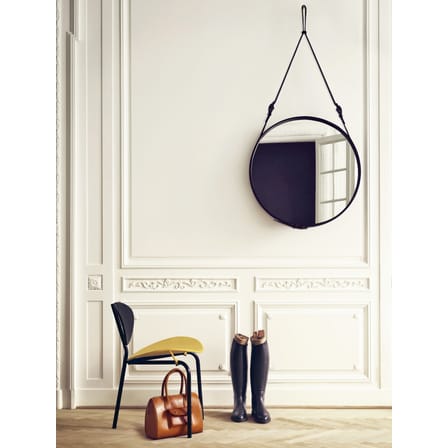 Wandspiegel Adnet leder schwarz Ø 70 cm - Gubi