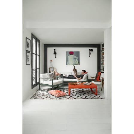 Canapé de jardin 2 places Bellevie métal tissu vert / L 160 cm - Tissu blanc grisé - Fermob