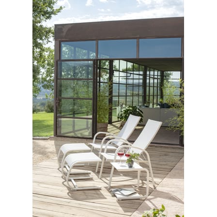 Repose-pieds Holly tissu blanc / 65 x 52 cm - Emu