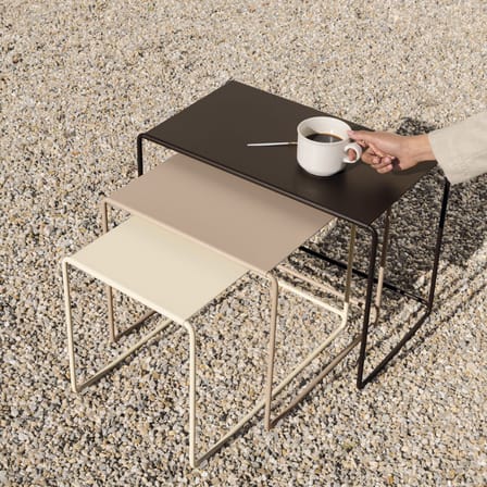 Satz-Tische Oulala metall beige / Set von 3 - 55 x 30 x H 40 cm - Fermob
