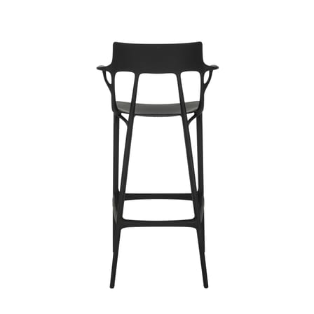 Tabouret de bar A.I plastique noir / 75 cm - Conçu par intelligence artificielle - Recyclé - Kartell