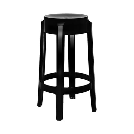Tabouret haut empilable Charles Ghost plastique noir / H 65 cm - Kartell