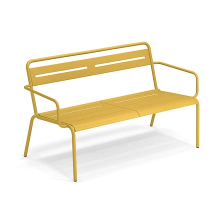 Banc empilable Star métal jaune / Avec accoudoirs - L 129 cm - Emu