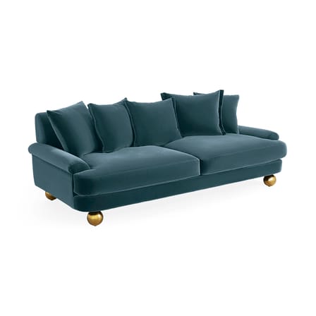 Canapé droit Greenwich bleu / L 220 cm - Velours - Jonathan Adler