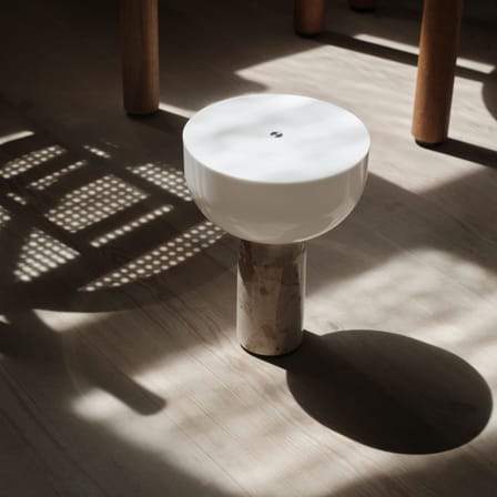 Lampada senza fili ricaricabile Kizu LED pietra beige / Base in marmo - H 24 cm - NEW WORKS