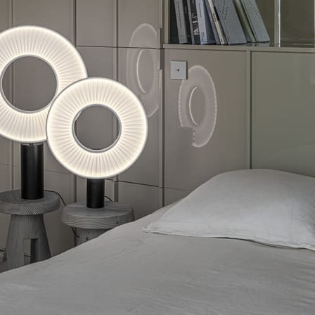 Lampe de table Iris tissu blanc / LED - Ø 40 cm - Dix Heures Dix