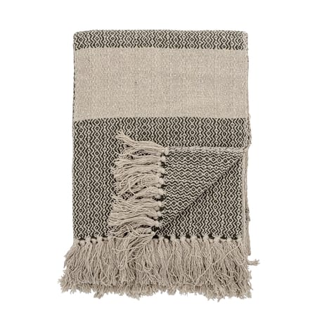 Plaid  tissu vert beige / 160 x 130 cm - Coton recyclé - Bloomingville