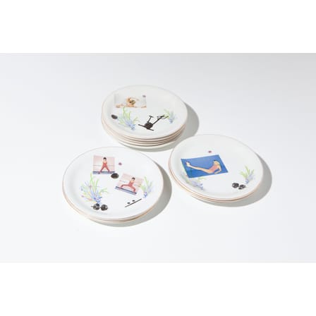 Teller 04,91_Tableware keramik bunt / Gym Tonic - Meliert und siebbedruckt / Einzelstück - MARION MAILAENDER