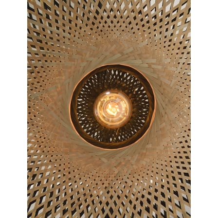 Applique avec prise Kalimantan Small fibre végétale beige bois naturel / Bambou - Ø 44 cm - GOOD&MOJO