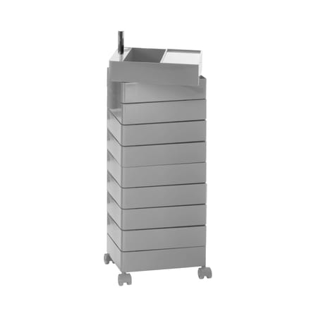 Caisson à roulettes 360° plastique gris / 10 tiroirs - Magis