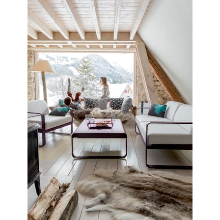 Canapé de jardin 2 places Bellevie métal tissu vert / L 160 cm - Tissu blanc grisé - Fermob