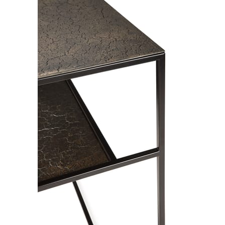 Console Pentagon métal noir / 150 x 40 cm x H 75 cm - Plateaux sculptés main - Ethnicraft