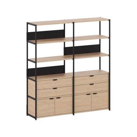 Geschirrschrank UNIT 5 metall schwarz / H 180 x L 164 cm - 4 Türen + 4 Schubladen - TIPTOE