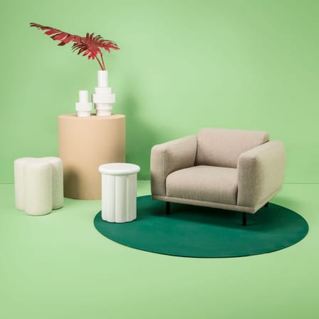 Pouf Clover tissu blanc beige / Tissu bouclette - POLSPOTTEN