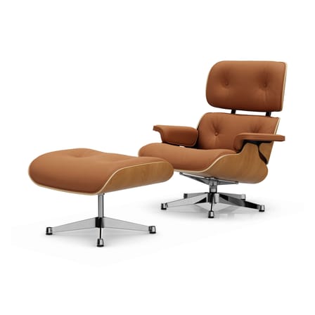 Set fauteuil & repose-pieds Lounge Chair & Ottoman cuir marron / Eames (1956) - Vitra