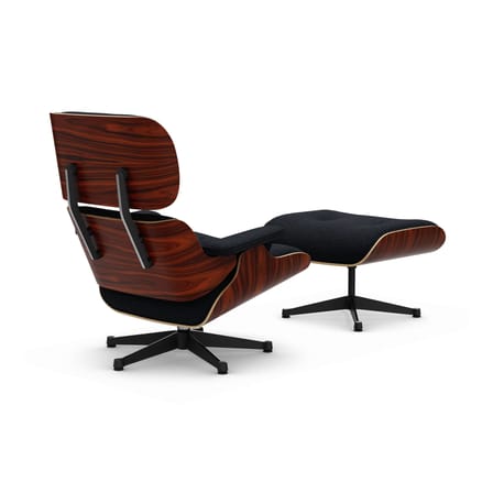 Set fauteuil & repose-pieds Lounge Chair & Ottoman tissu noir / Eames (1956) - Vitra