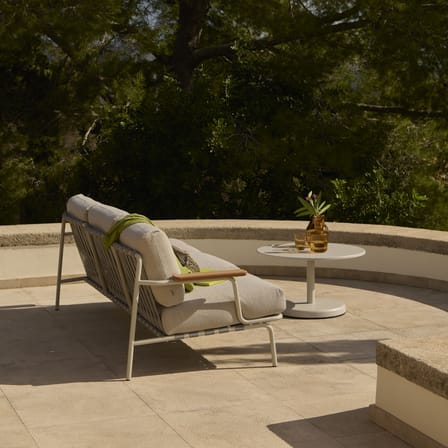 Gartensofa 3-Sitzer Settle textil weiß / L 218,5 cm - Muuto