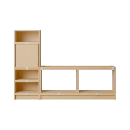 Scaffale Stacked legno naturale / Panchina da incasso - Configurazione 1 / L 174 x P 35 x H 119 cm - Muuto