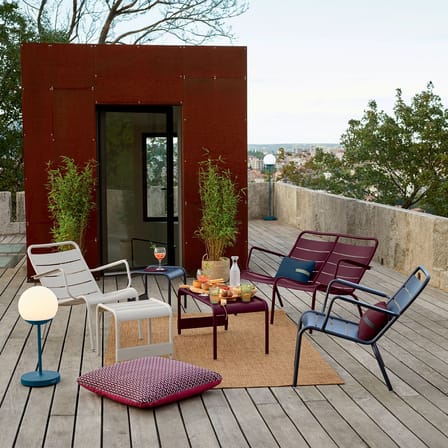 Pouf Luxembourg métal marron / Table d'appoint - 44 x 42 cm - Fermob