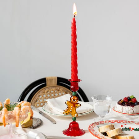 Bougeoir Merry verre rouge / H 18 cm - & klevering