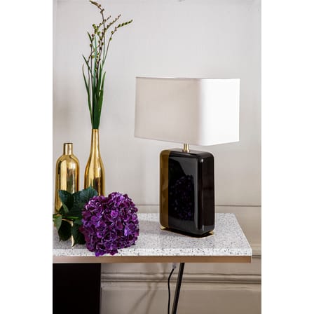 Lampe de table Bourbon tissu bois noir / H 49 cm - RED Edition