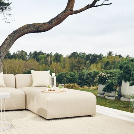 Pouf d'extérieur Arke tissu beige / Canapé de jardin modulable - 90 x 90 cm - Bolia