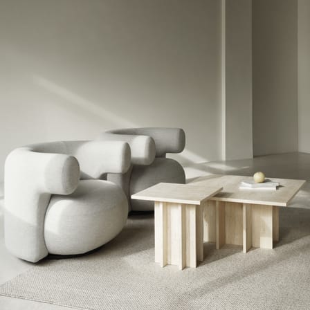 Table basse Edge Large pierre beige / Travertin - 80 x 80 x H 40 cm / Seconde vie - Normann Copenhagen