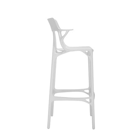 Tabouret de bar A.I plastique blanc / 75 cm - Conçu par intelligence artificielle - Recyclé - Kartell