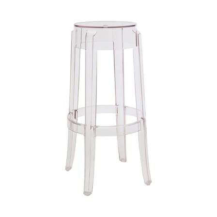 Tabouret haut empilable Charles Ghost plastique transparent / H 75 cm - Kartell