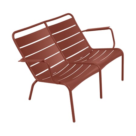 Banc avec dossier Luxembourg Duo métal rouge marron / 2 places - L 119 cm - Fermob