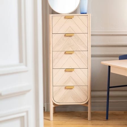 Chiffonnier Marius bois naturel / L 50 x H 130 cm - Hartô
