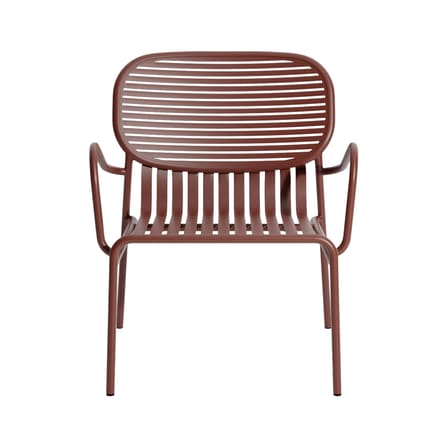 Fauteuil bas Week-end métal rouge / Aluminium - Petite Friture