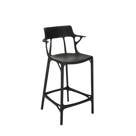 Tabouret de bar A.I plastique noir / 65 cm - Conçu par intelligence artificielle - Recyclé - Kartell